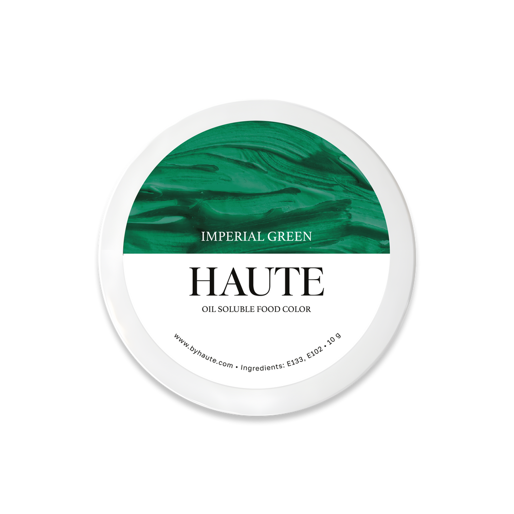 
                  
                    Jar of Haute Imperial Green Oil Soluble Food Color for Baking and Pastry Artistry
                  
                