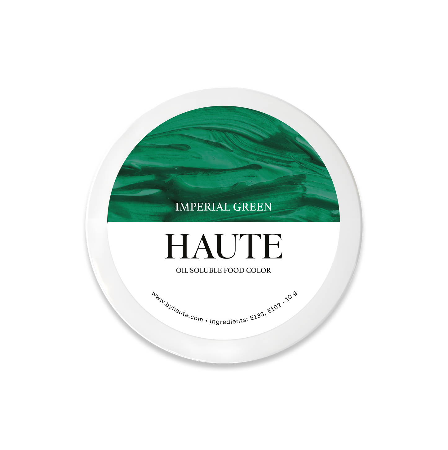 Jar of Haute Imperial Green Oil Soluble Food Color for Baking and Pastry Artistry