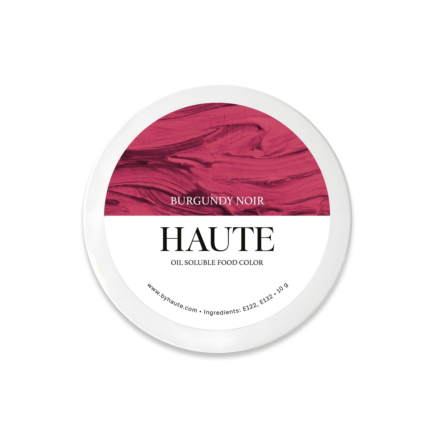Jar of Haute Burgundy Noir Oil Soluble Food Color for Fine Pastry Artistry and Chocolate Designs 