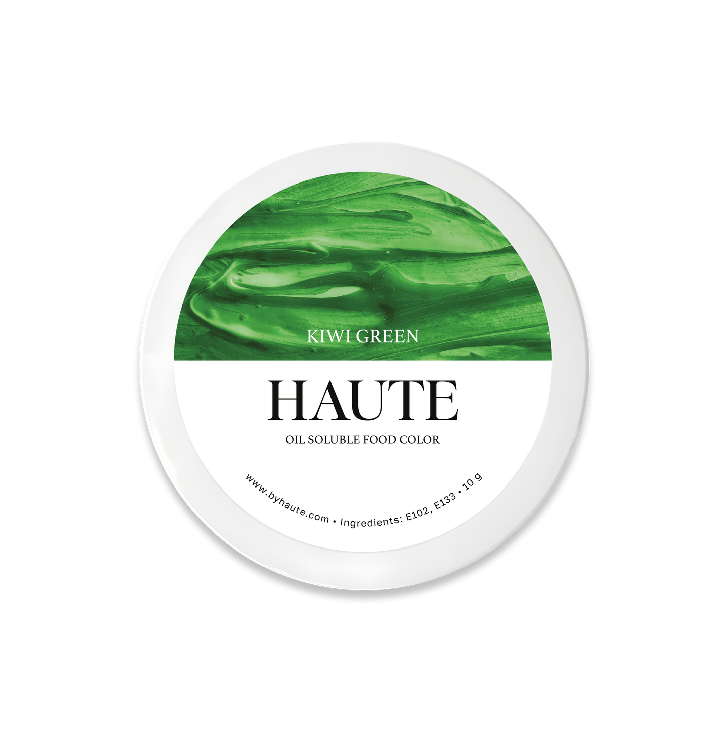 Jar of Haute Kiwi Green Food Color for Gourmet Chocolate, Pastries, and Edible Decorations