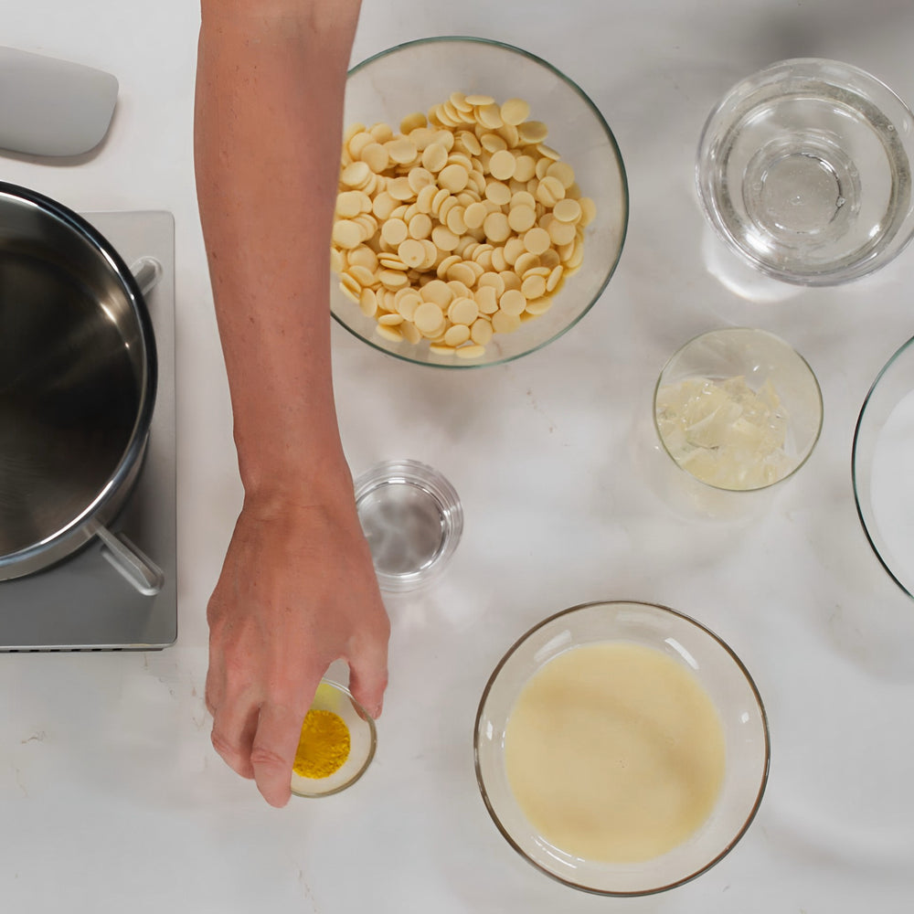 Showing Ingredients and how to cook eclair shiny glaze. Best Haute Food Colors by Ksenia Penkina, Natural Colouring, Water Soluble, Oil Soluble, Fat Soluble Powder, Professional, Chefrubber, Colourmill, Chefmaster, Silikomart, Pavoni, Decorelief, Matfer, PastryClass, Valrhona, Cacao Barry, For Macarons, For Cakes