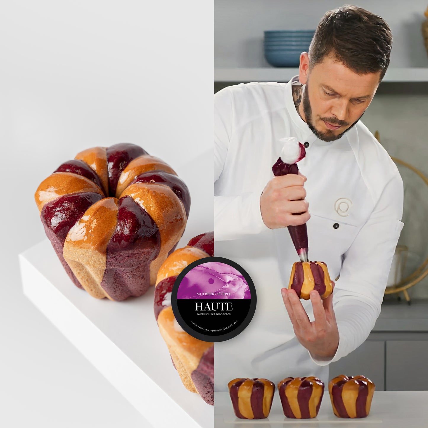 What colors is used for viennoiserie by professional pastry chef Johan Martin. Best Haute Food Colors by Ksenia Penkina, Natural Colouring, Water Soluble, Oil Soluble, Fat Soluble Powder, Professional, Chefrubber, Colourmill, Chefmaster, Silikomart, Pavoni, Decorelief, Matfer, PastryClass, Valrhona, Cacao Barry, For Macarons, For Cakes
